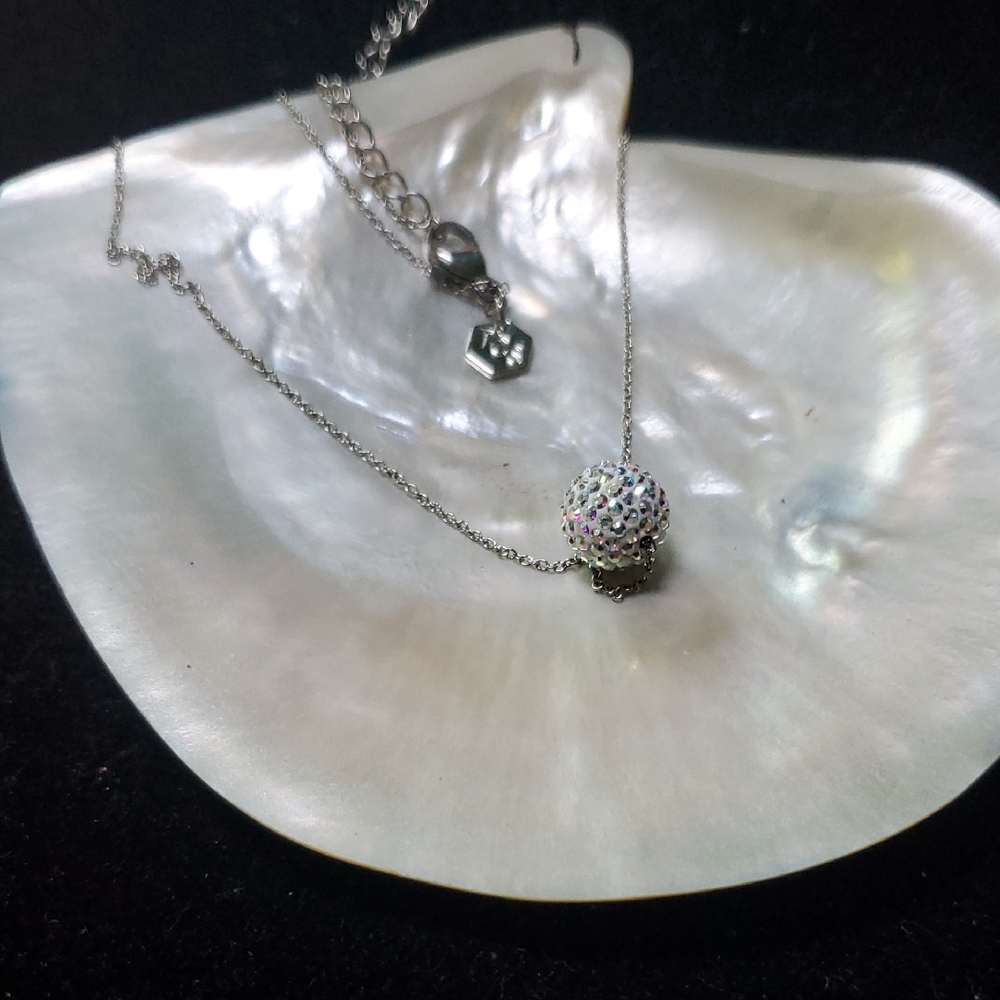 Touchstone Crystal Silver Necklace with Sparkling Pendant